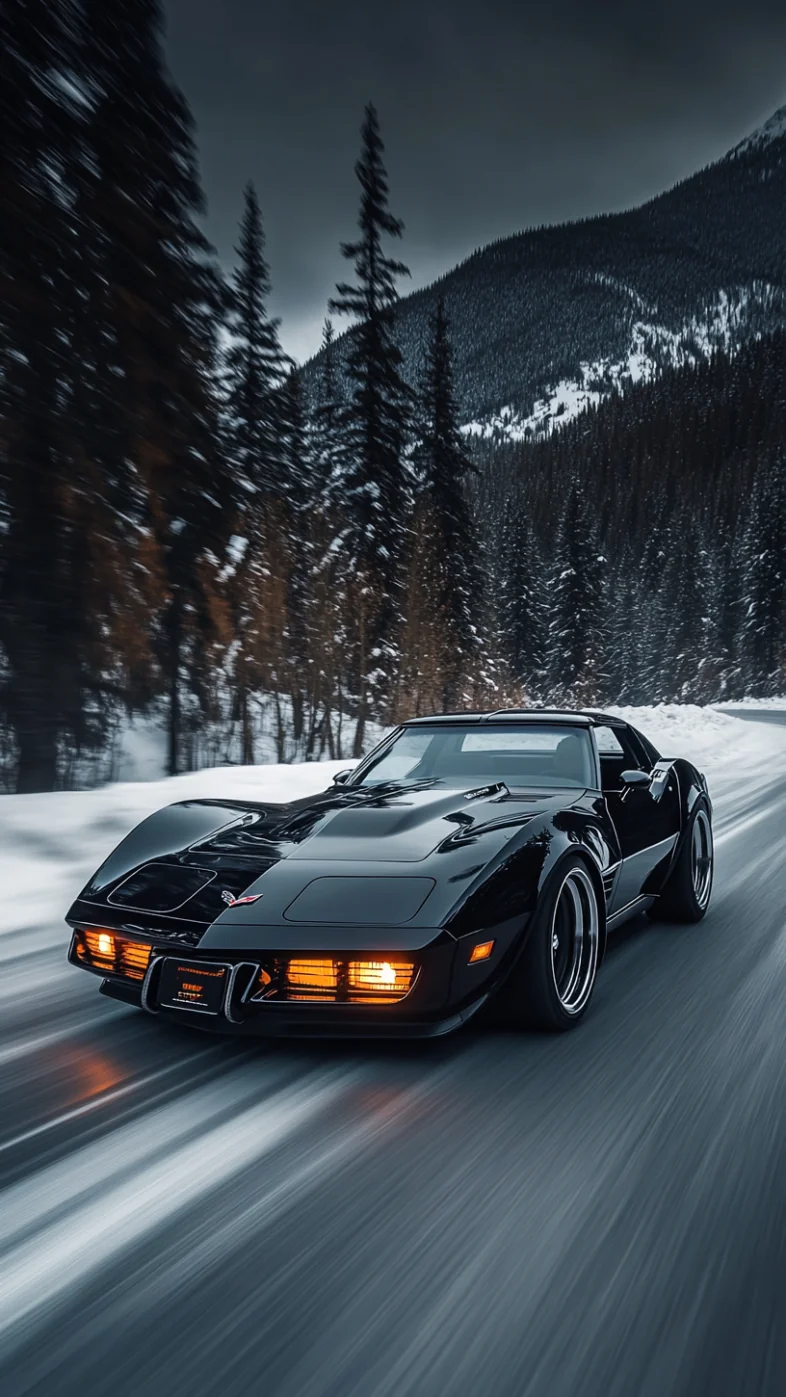 1980s black corvette car wallpaper