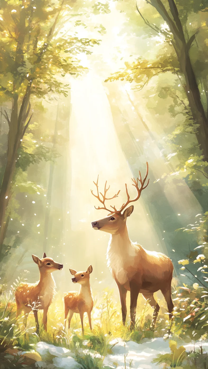 A family of reindeer wallpaper
