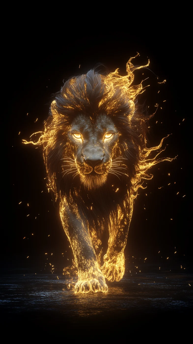 A majestic lion walking  wallpaper
