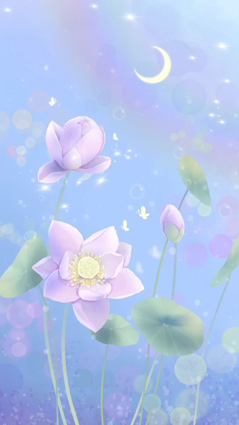 Aesthetic Flower and moon wallpaper