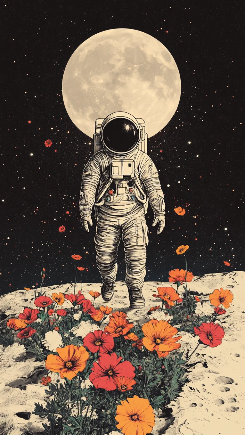 Astronaut walking on the moon  wallpaper