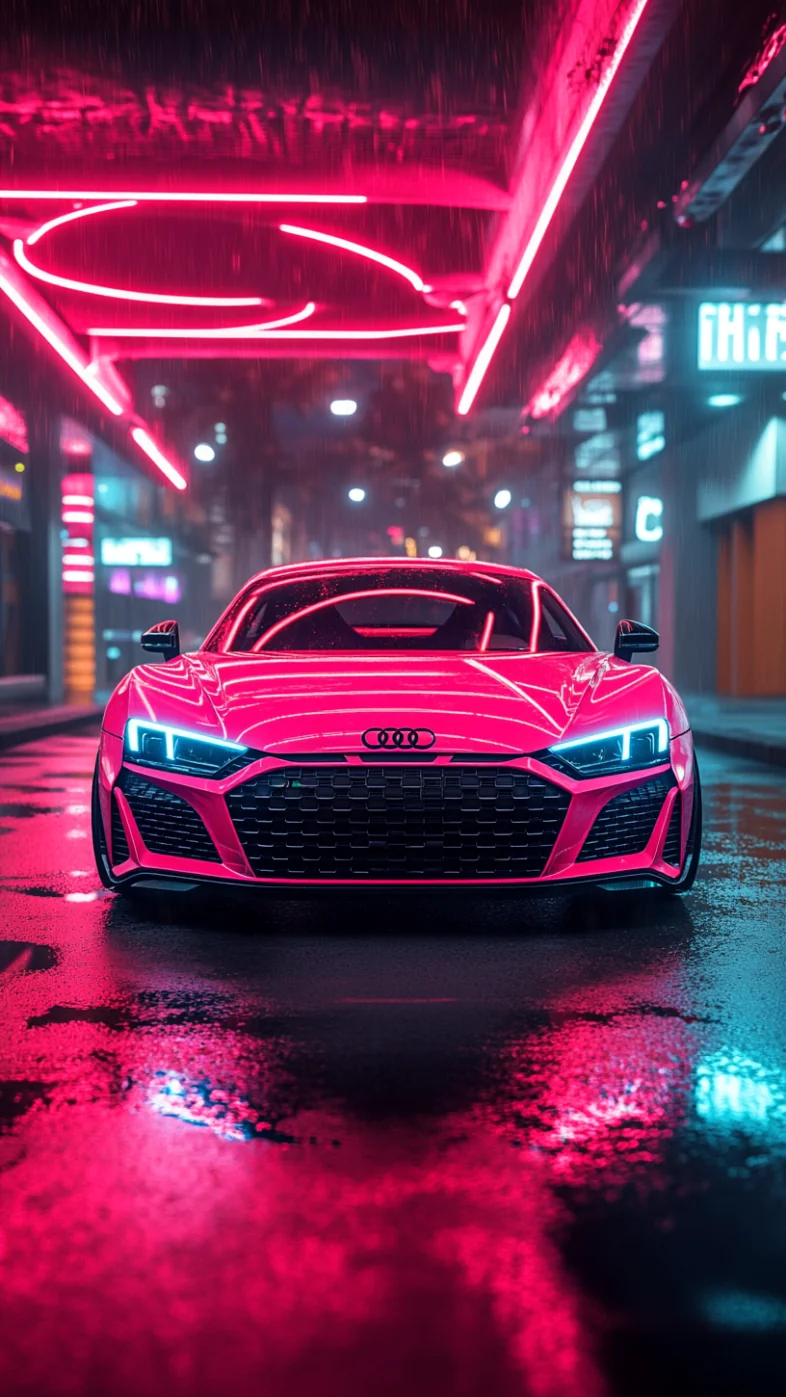 Audi R8 car Neon Cyberpunk wallpaper