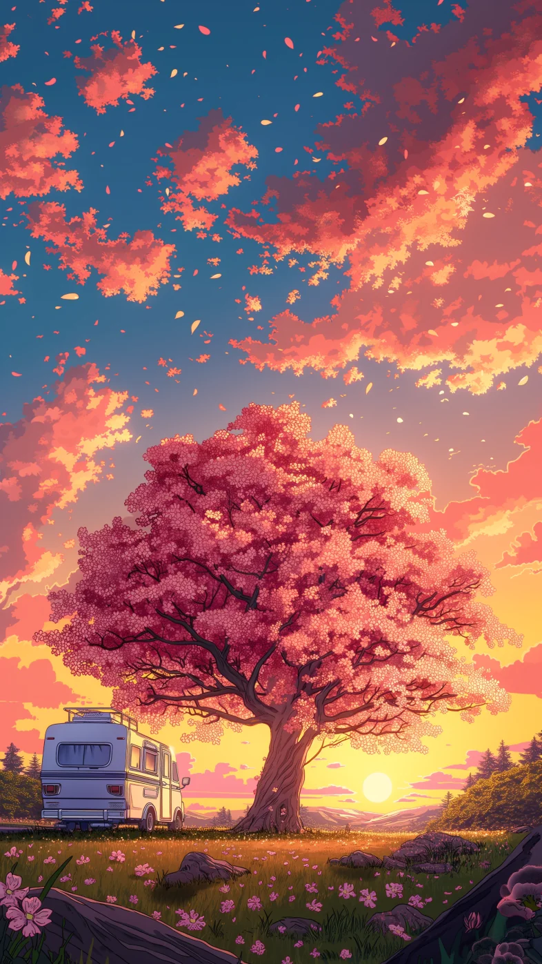 Beautiful pink tree wallpaper