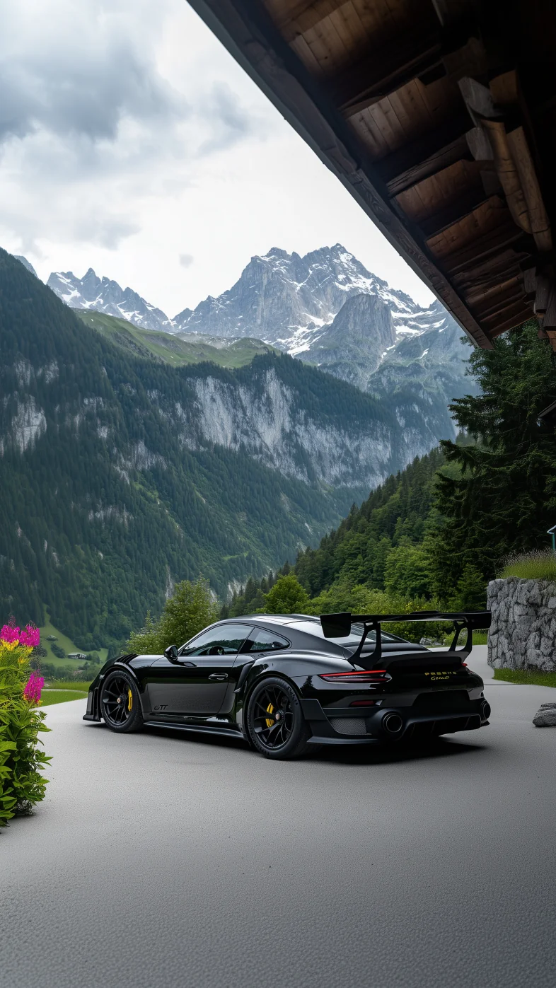 Black Porsche GT2 race car wallpaper