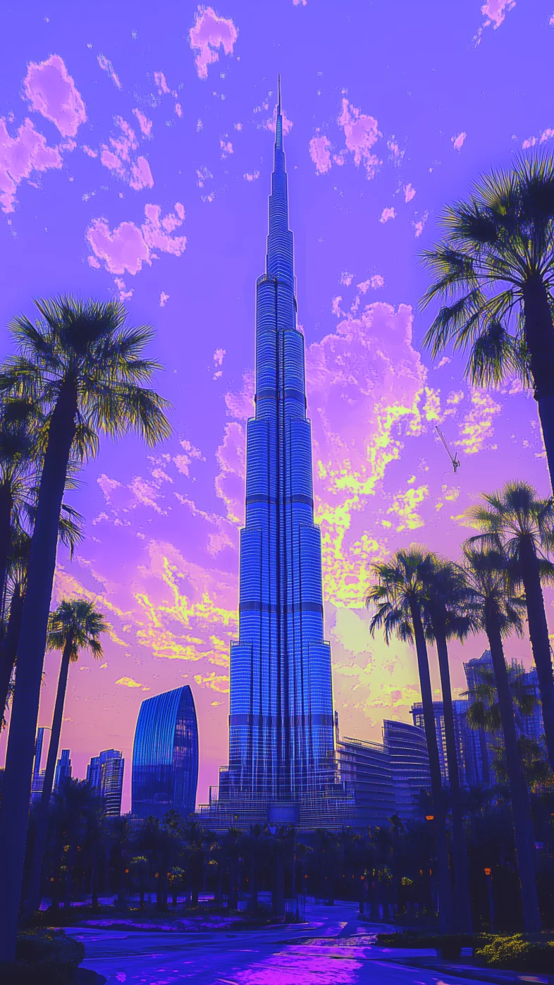 Burj Khalifa blue sunny morning wallpaper