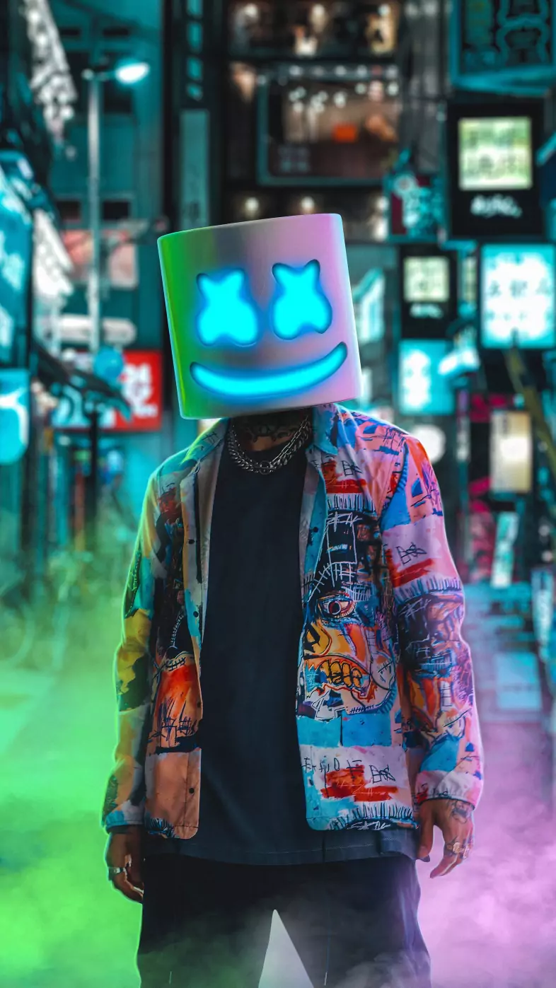 Cool marshmello neon wallpaper