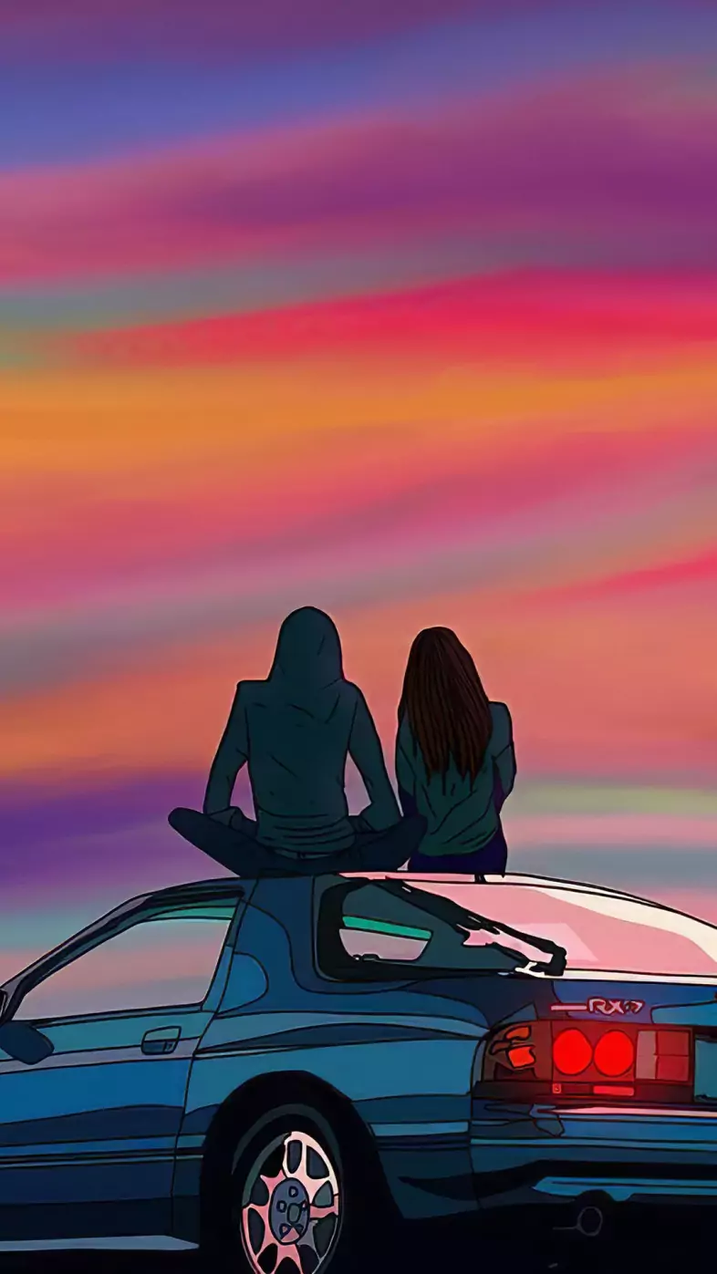 Couple On Car wallpaper