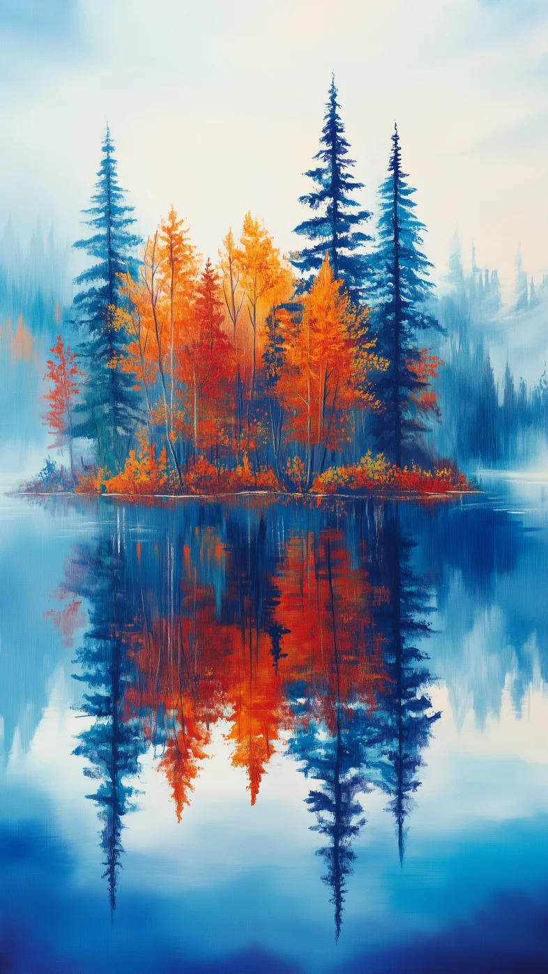 Crystal-clear lake trees wallpaper