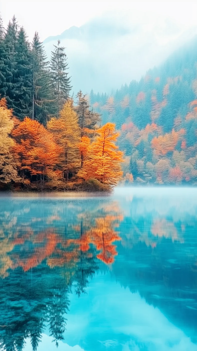 Crystal-clear lake trees wallpaper