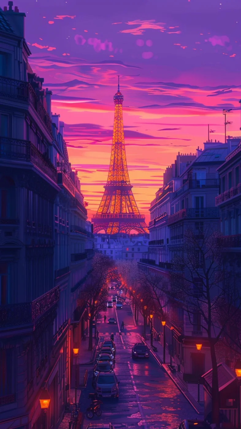Drawing of Paris France city wallpaper