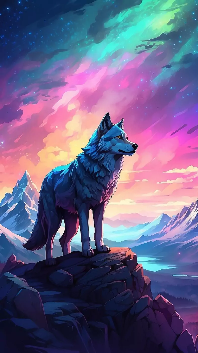 Fantastic Illustration Alone wolf wallpaper