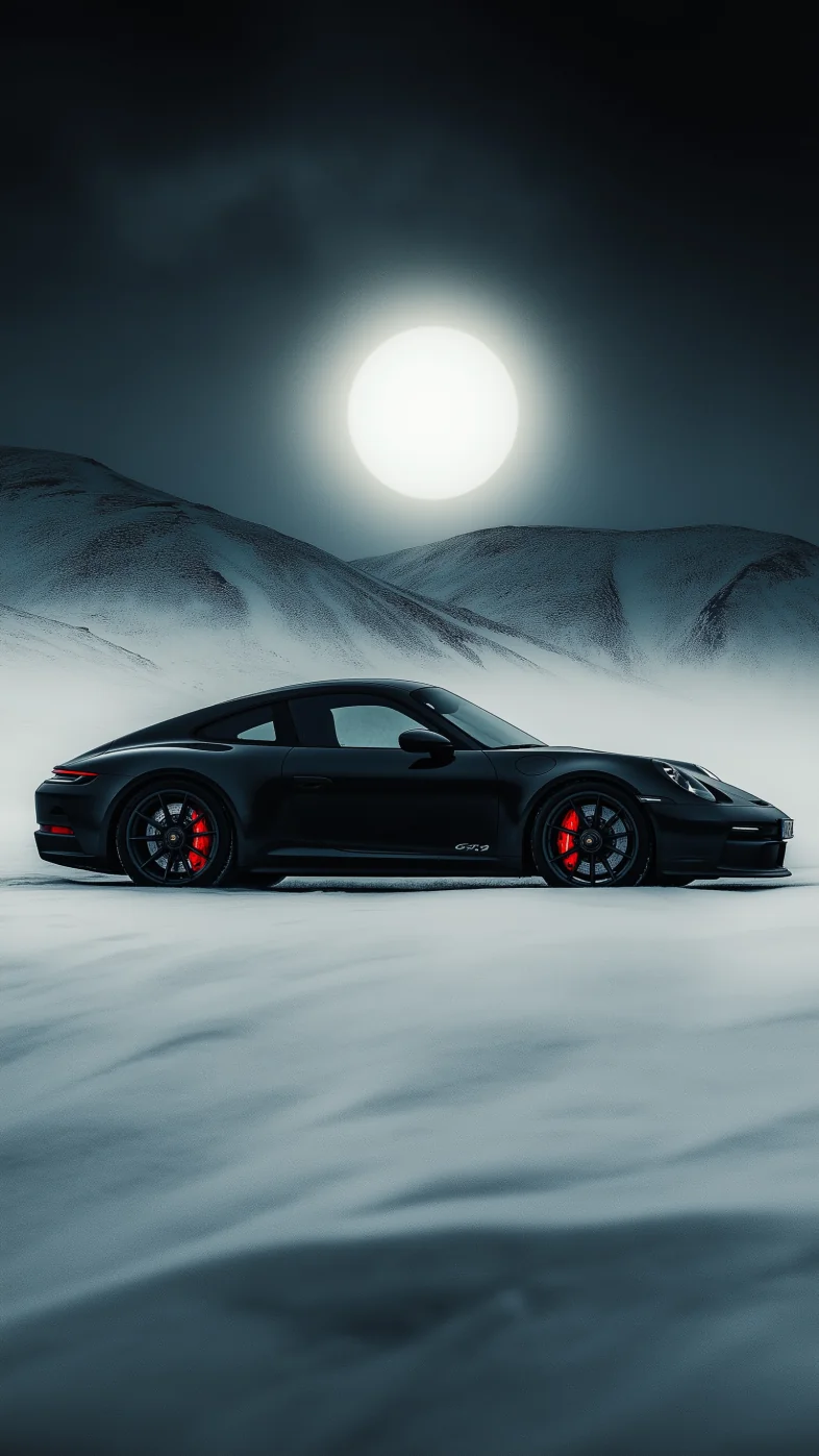 GT2 car moonlight with snow wallpaper