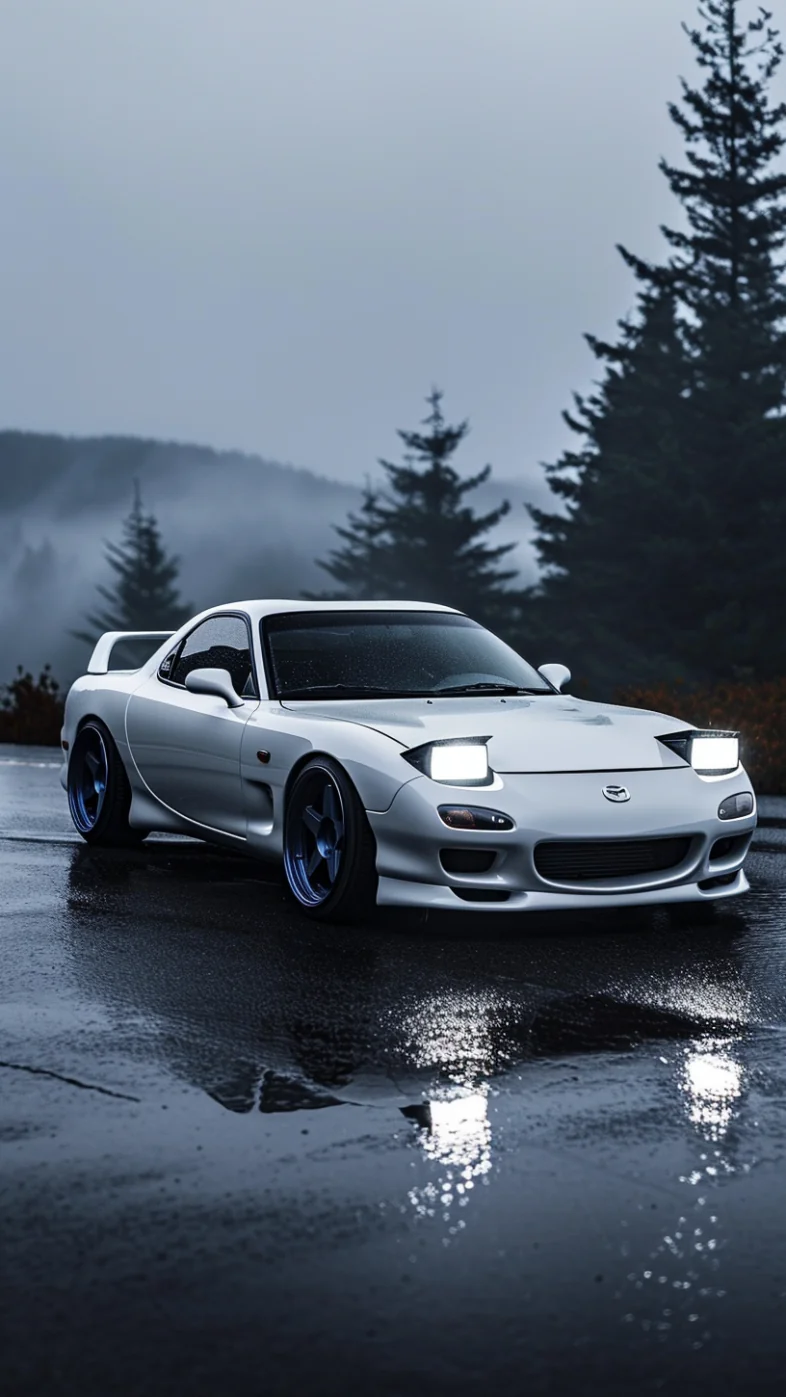 Glossy White Mazda RX car wallpaper
