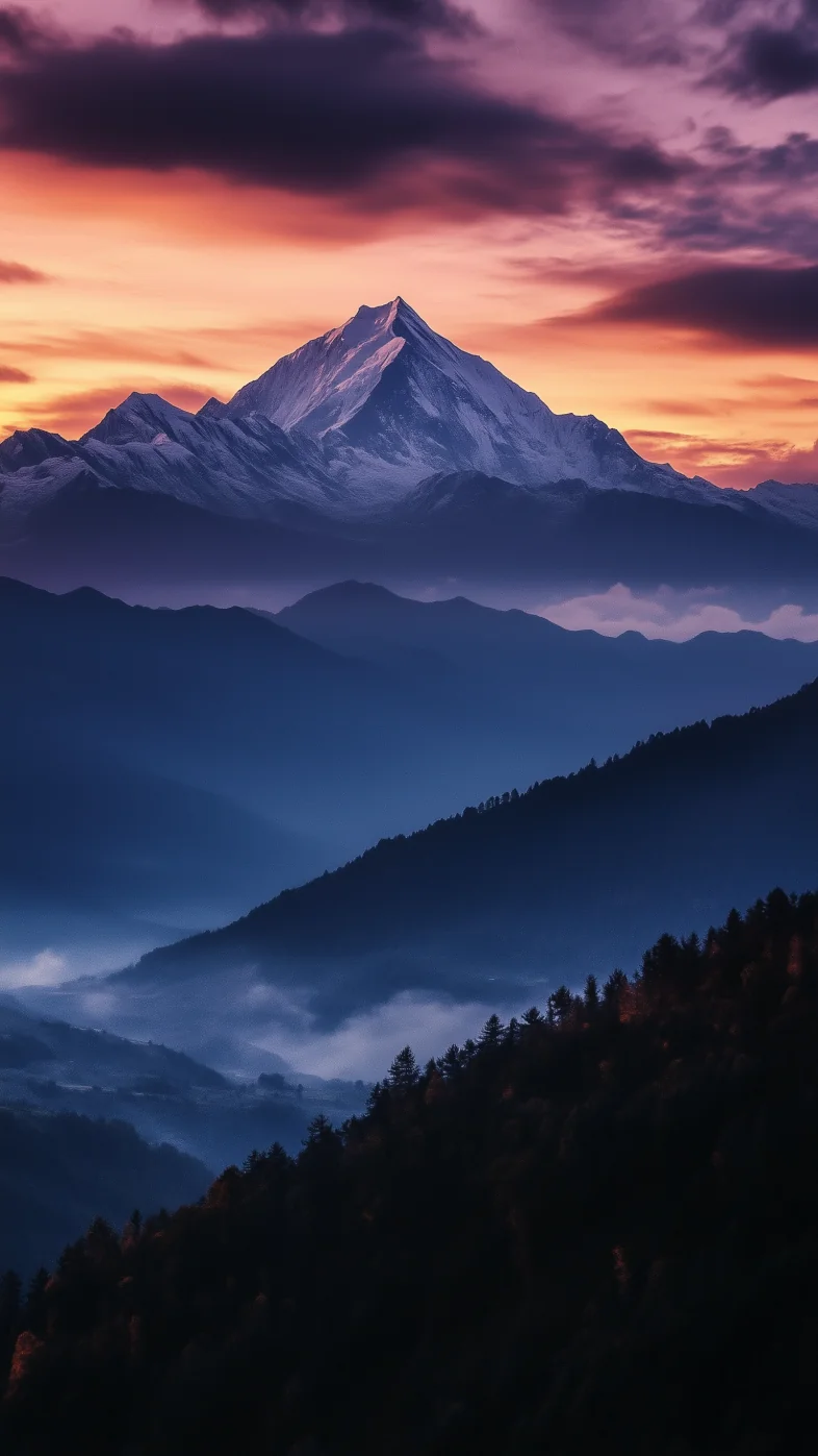Himalaya mountain dark sunset wallpaper