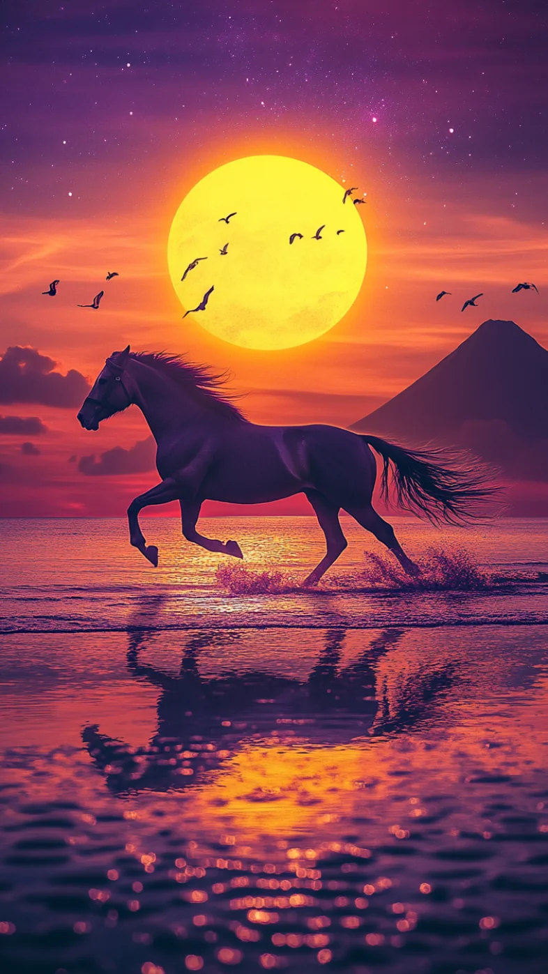 Horse Running sunset wallpaper