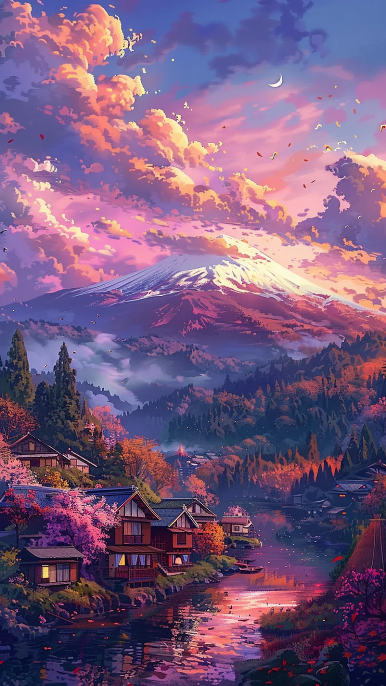 Japanese landscape painting wallpaper