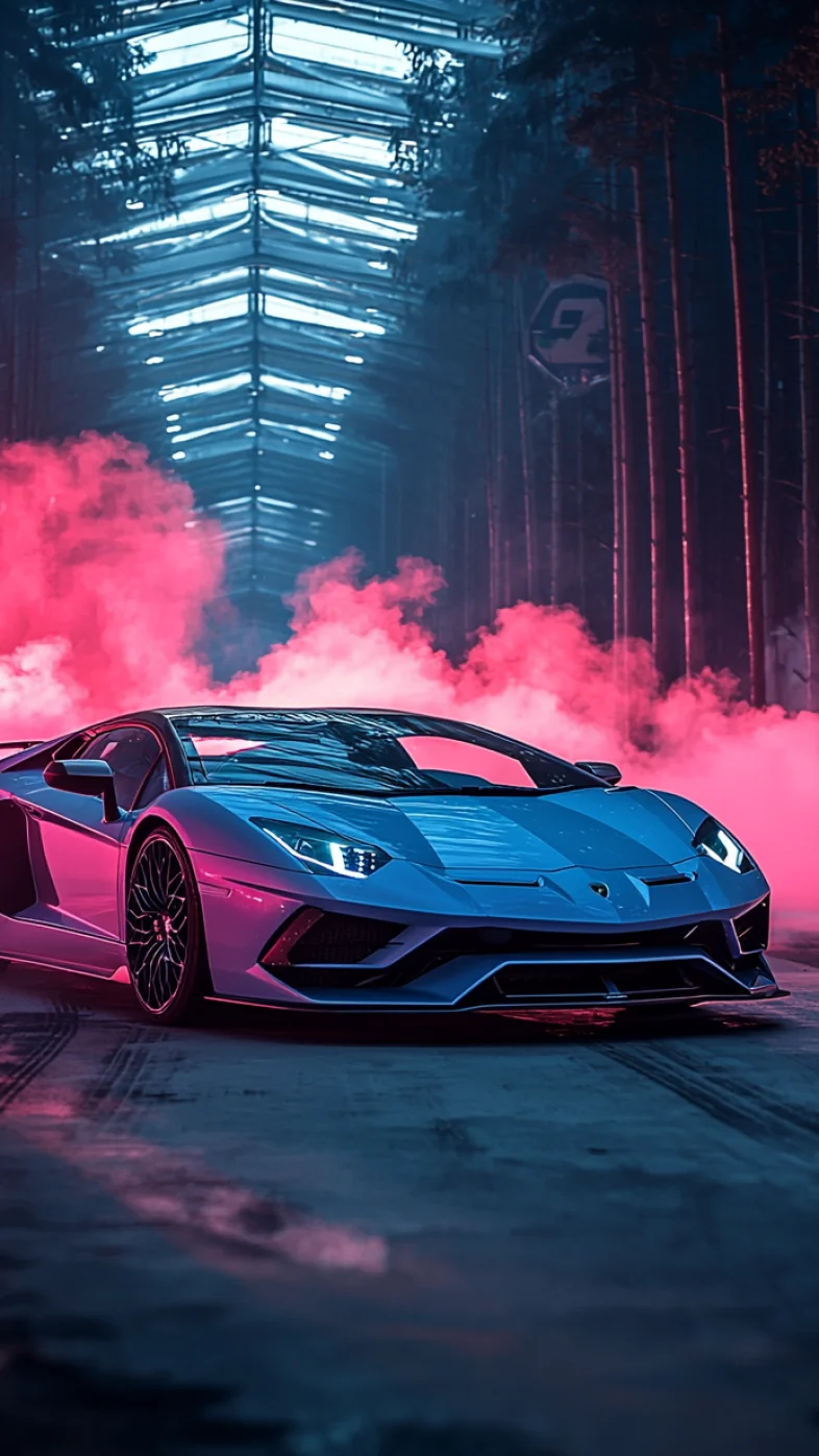 Lamborghini with smoke car wallpaper