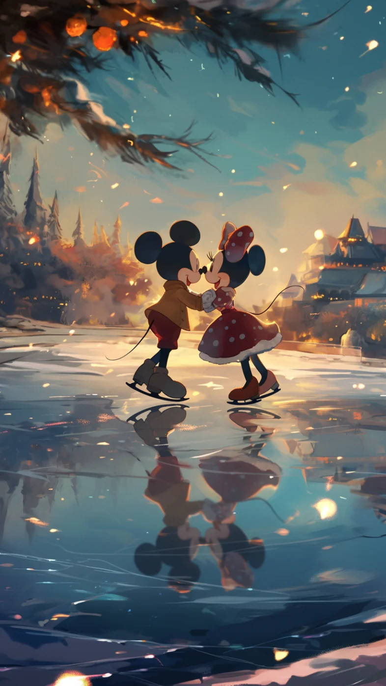 Minnie and Mickey Mouse cartoon wallpaper