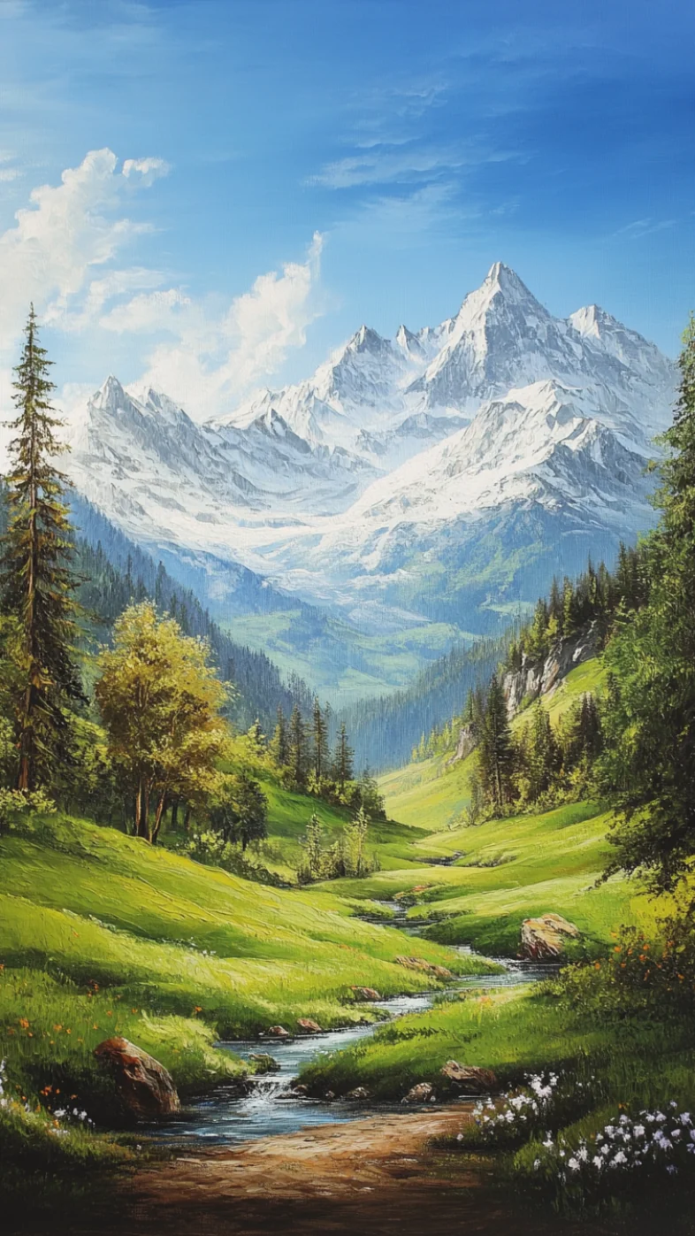 Mountain painting wallpaper