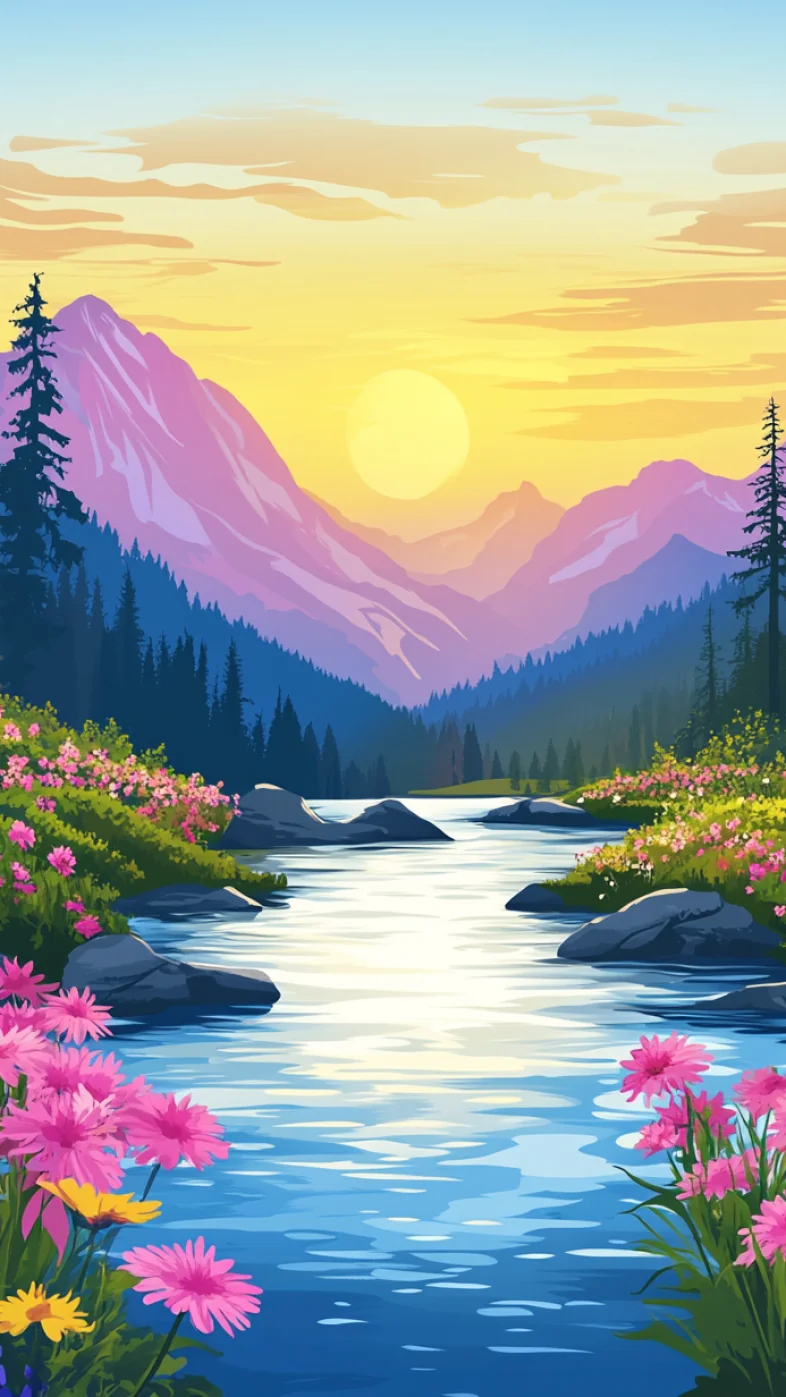 Mountain painting wallpaper