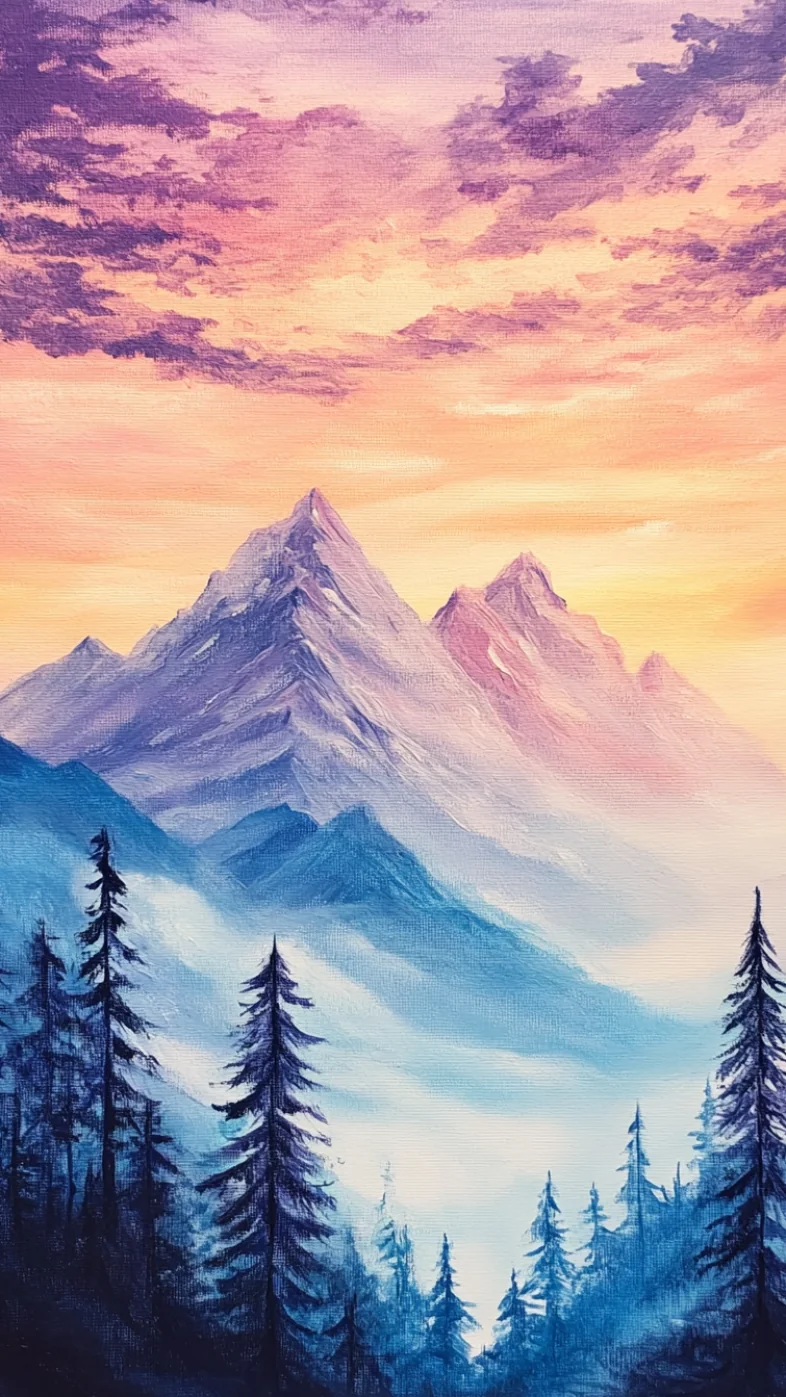 Mountains acrylic painting wallpaper