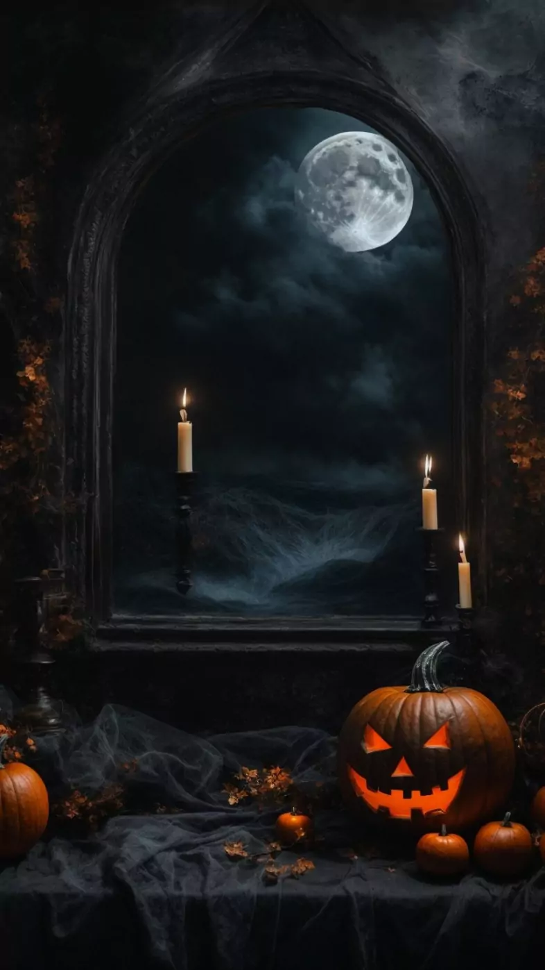 Painting halloween moon wallpaper