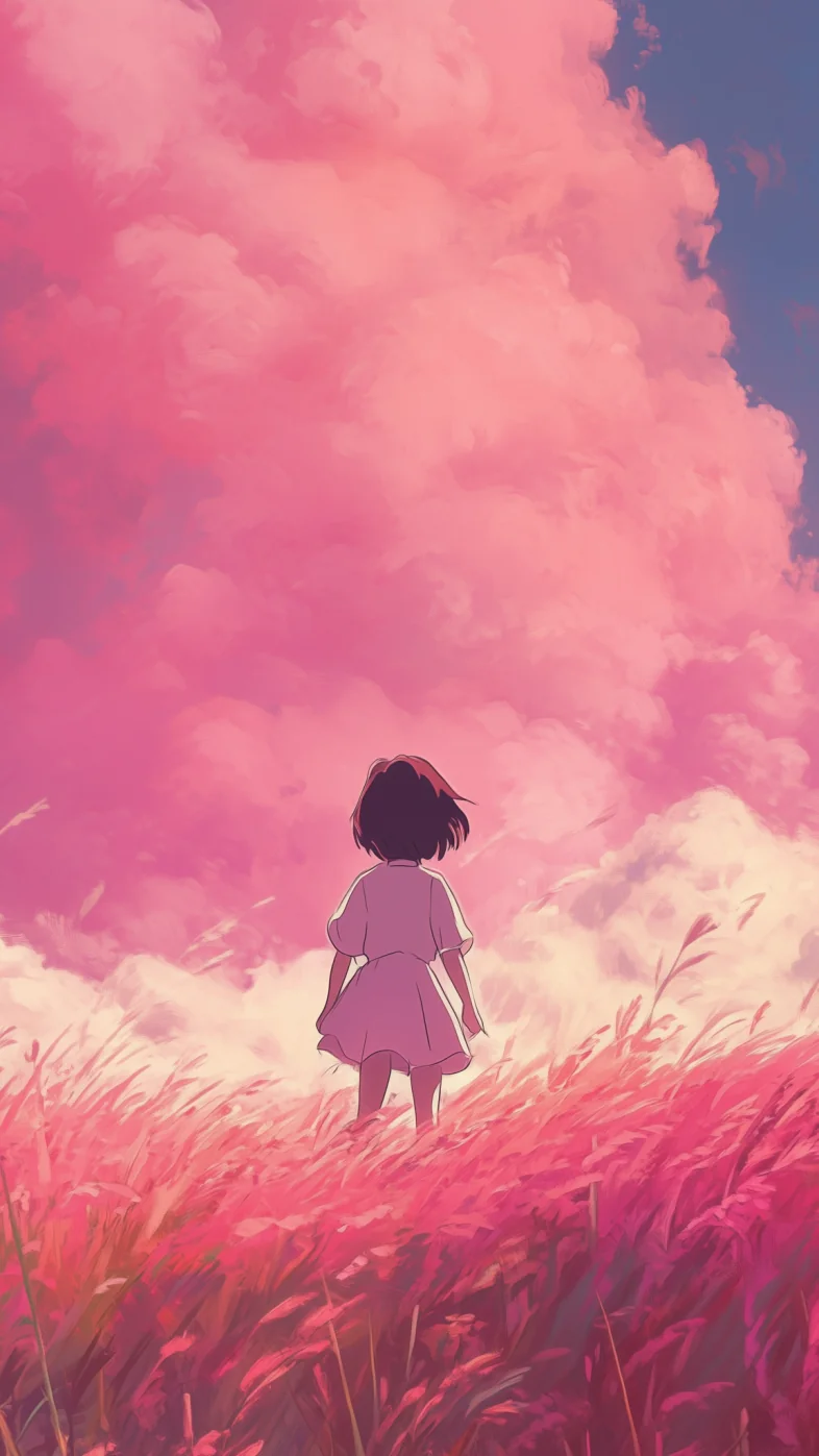 Pink Sky girl  art wallpaper