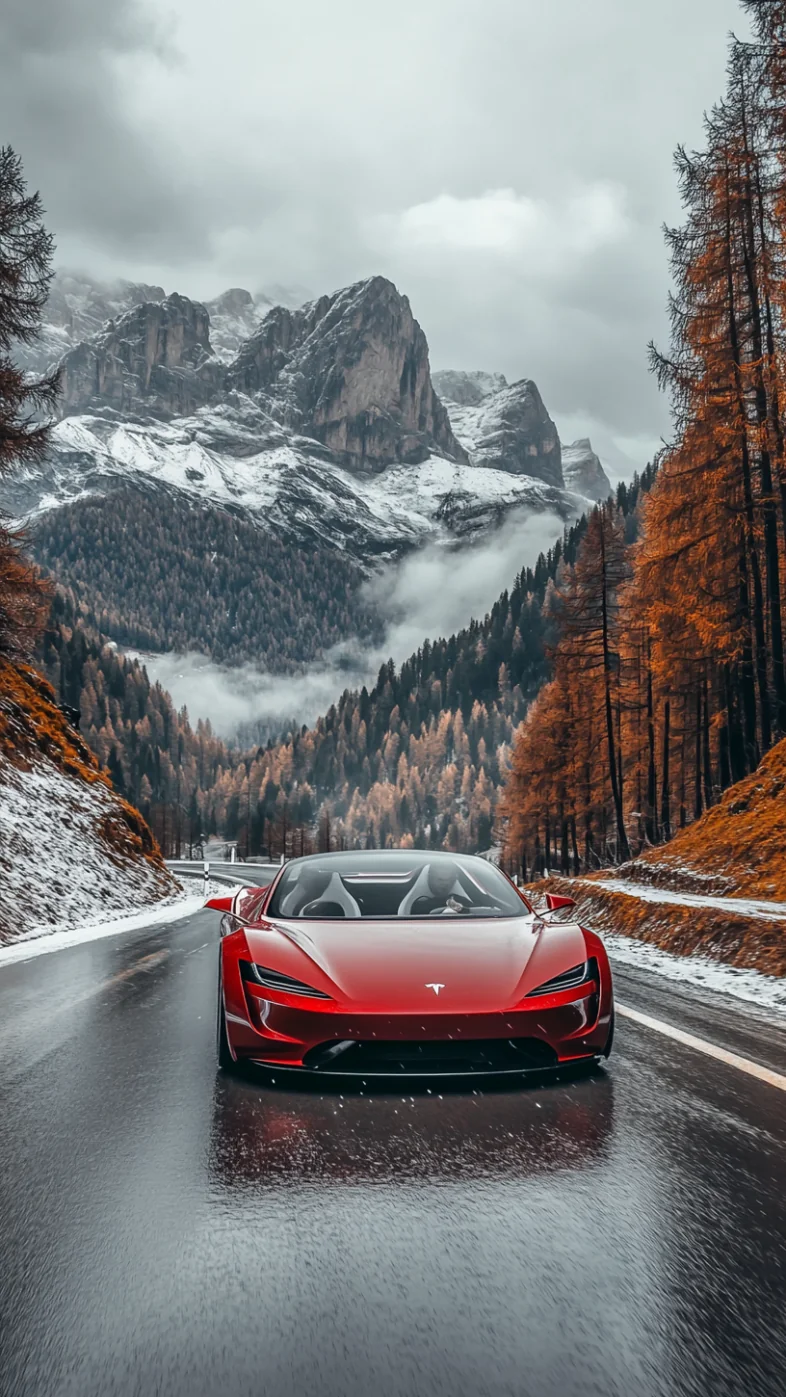 Tesla Roadster racing wallpaper