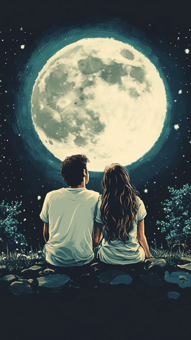Watching the moon with favorite person wallpaper