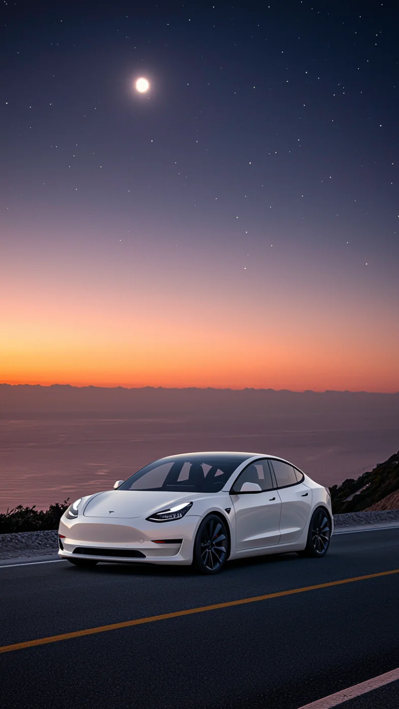 White Tesla model 3 car wallpaper