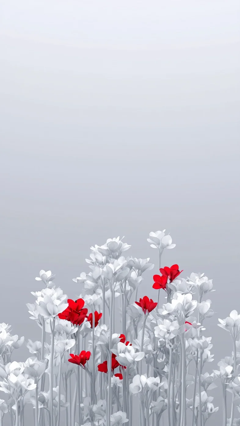 White and red flowers wallpaper