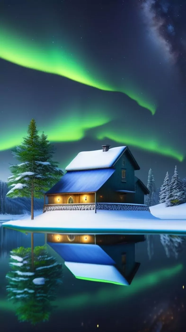 Winter house wallpaper