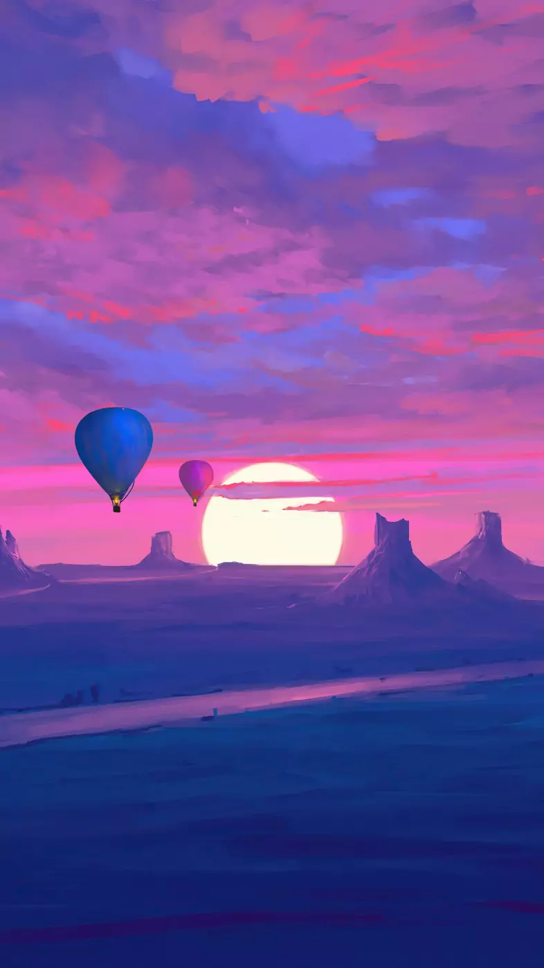 air balloons minimal morning wallpaper