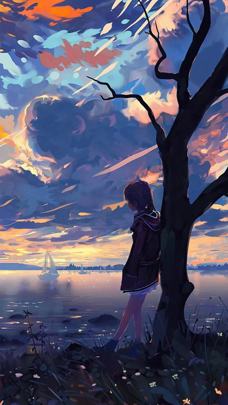 alone boy standing near coast wallpaper
