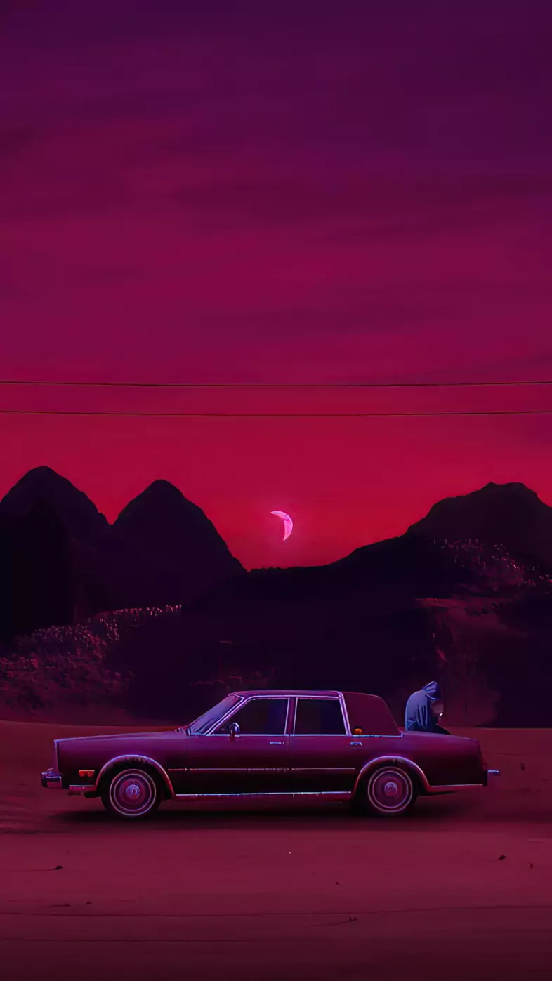 alone boy with car wallpaper