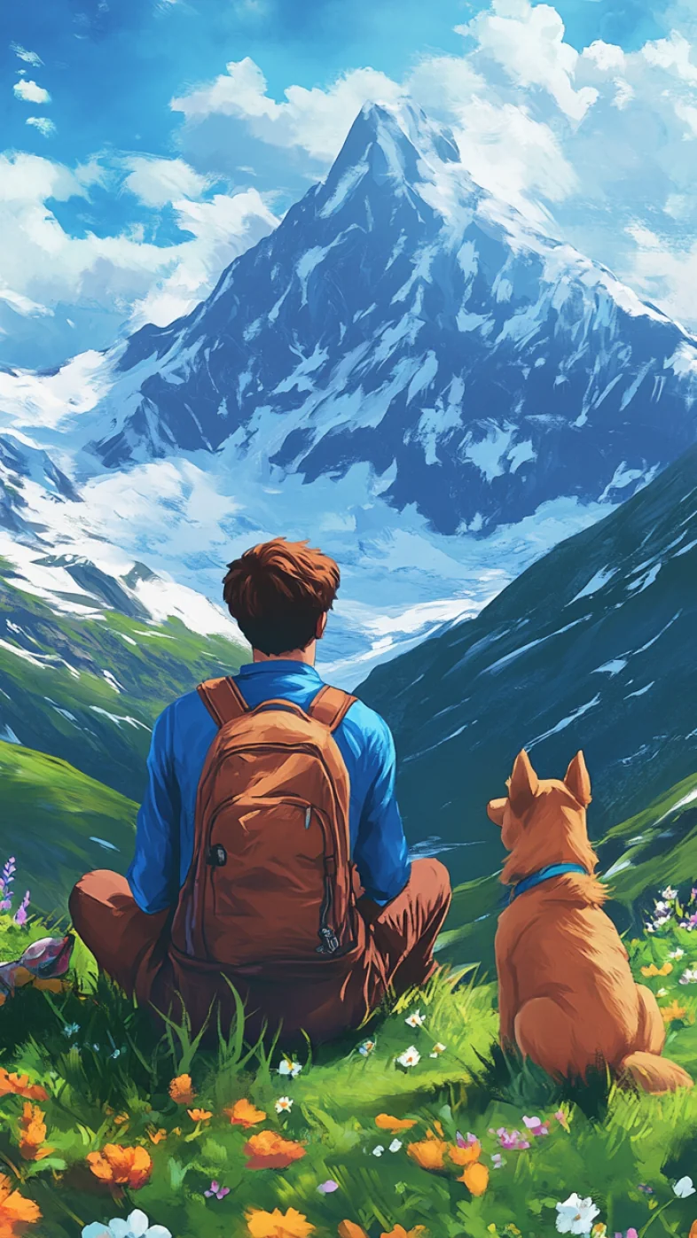 alone boy with dog wallpaper