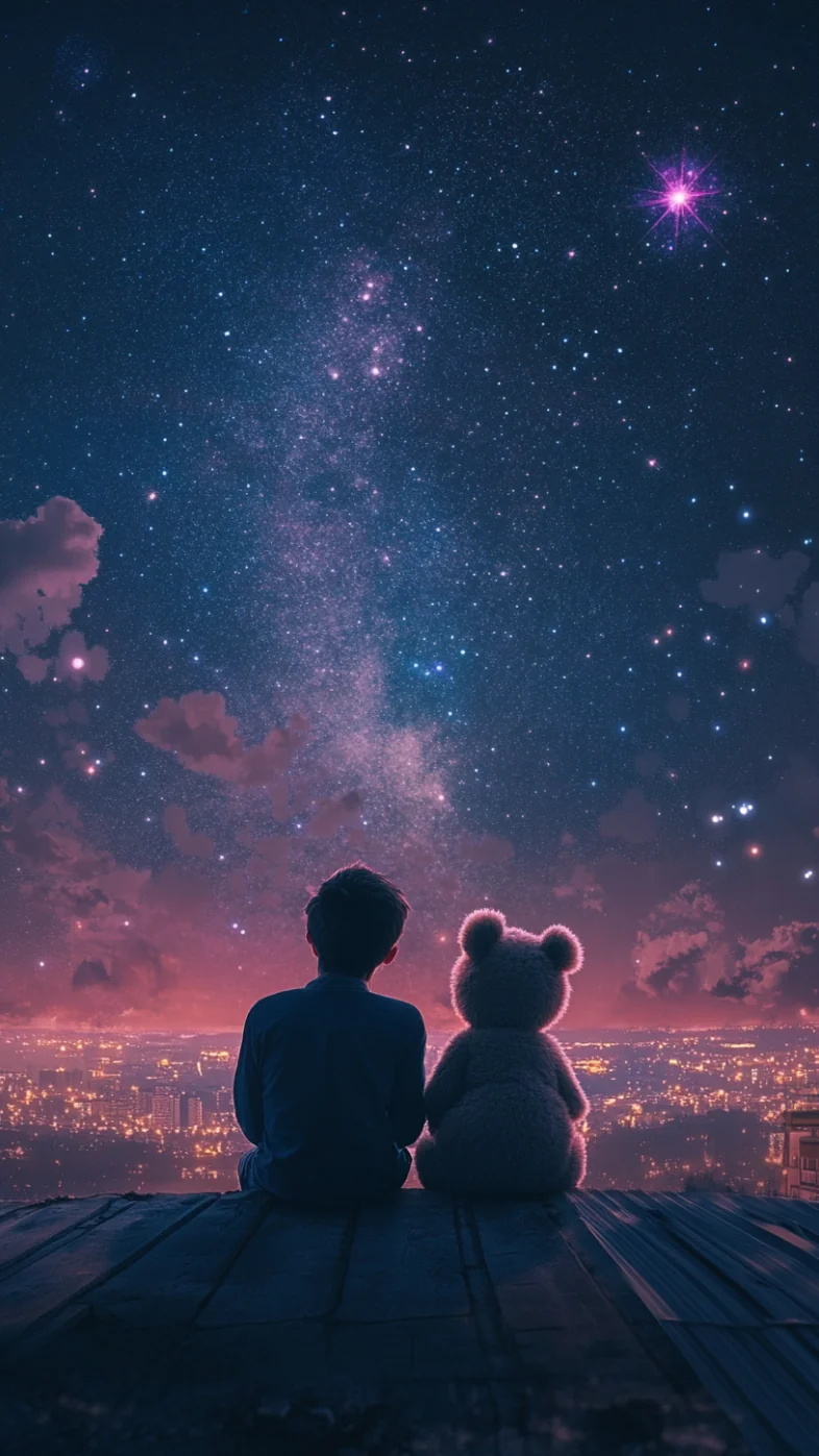 alone boy with teddy  wallpaper