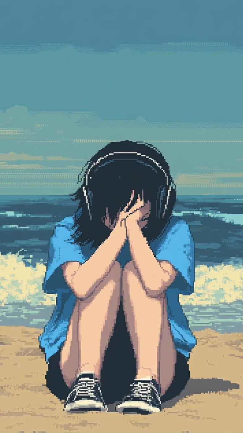 alone girl art style minimalist wallpaper