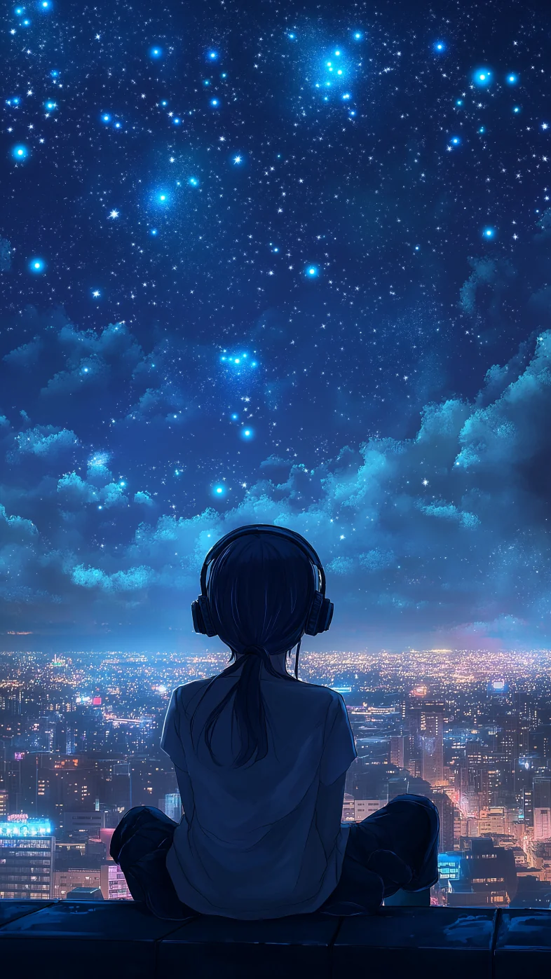 alone girl at night wallpaper