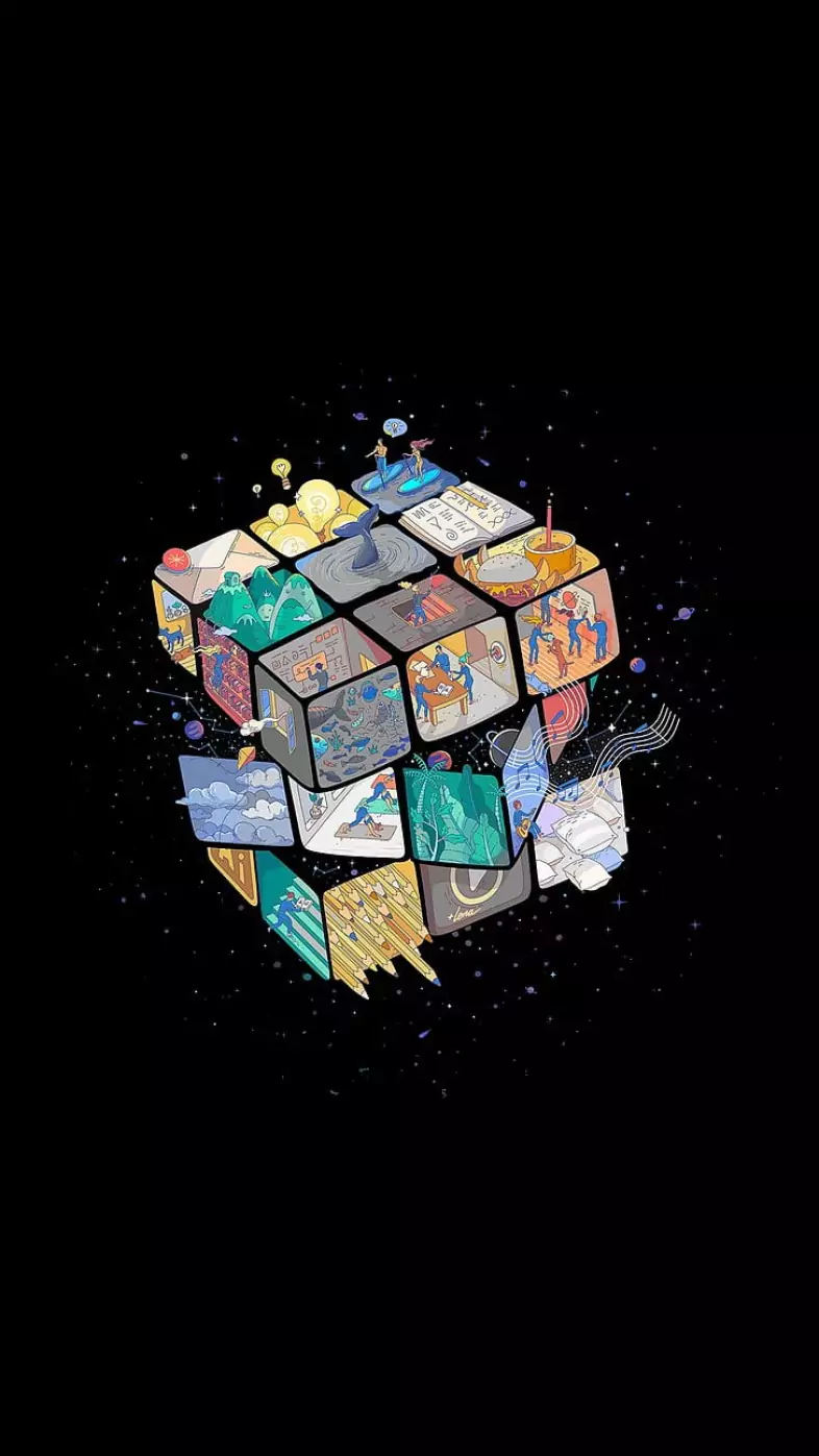 amoled dark rubik s cube wallpaper