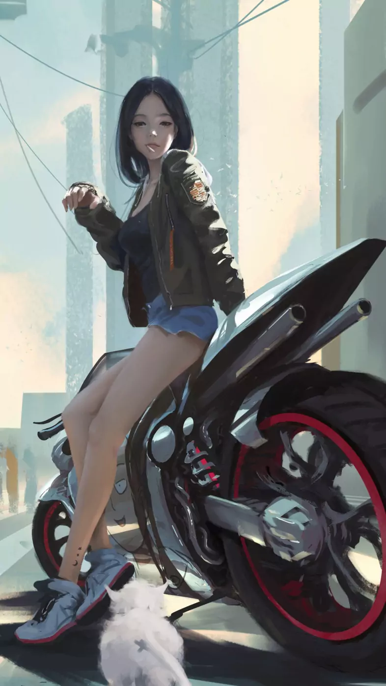 anime biker girl wallpaper