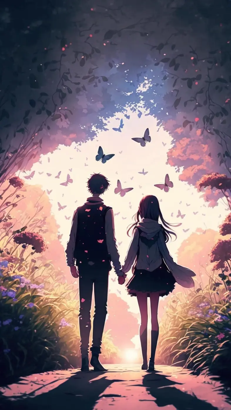 anime couple love art wallpaper