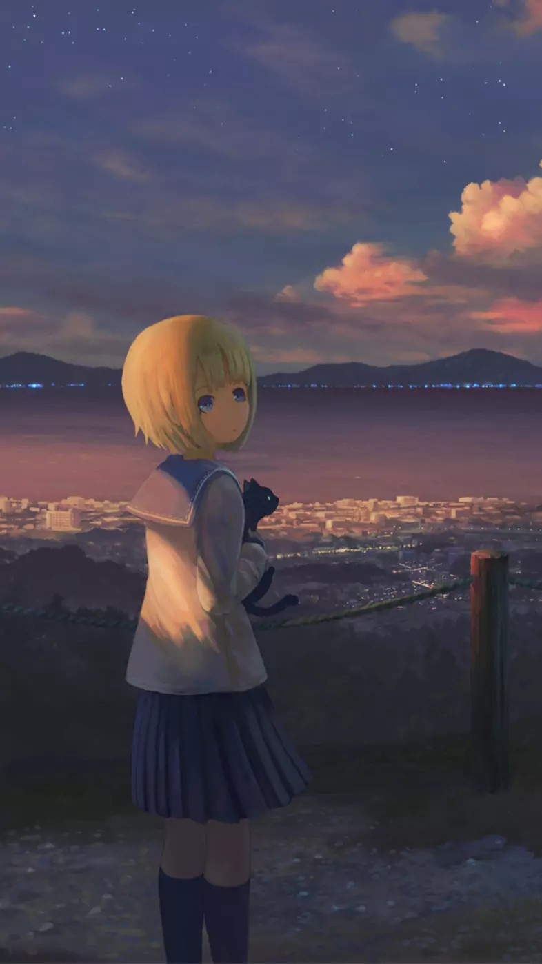 anime girl alone standing wallpaper
