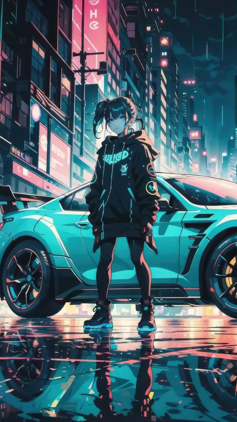 anime girl and her mercedes wallpaper