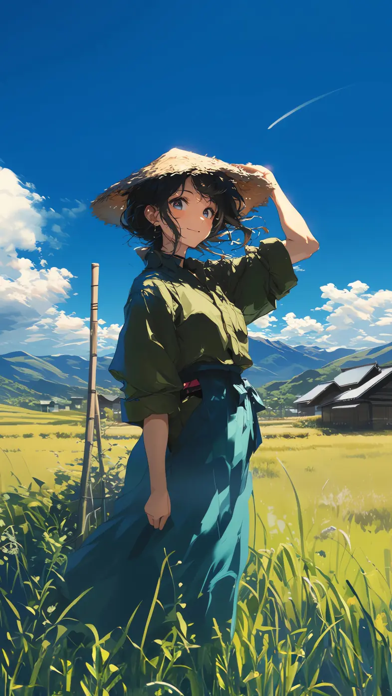 anime girl countryside scenery wallpaper