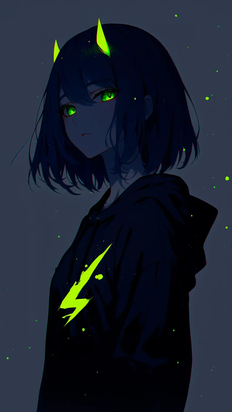 anime girl hoodie night wallpaper