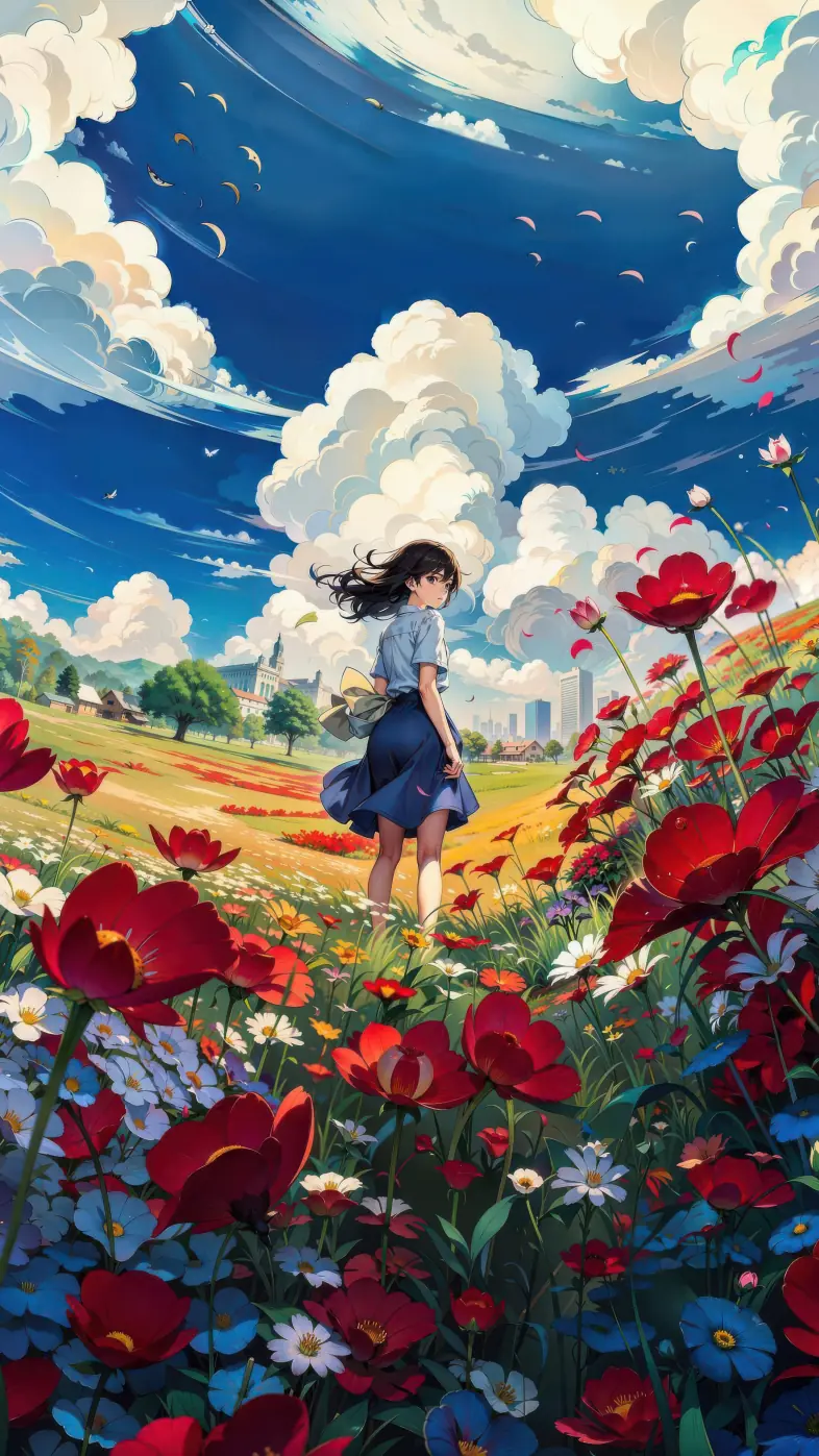 anime girl in summer garden wallpaper