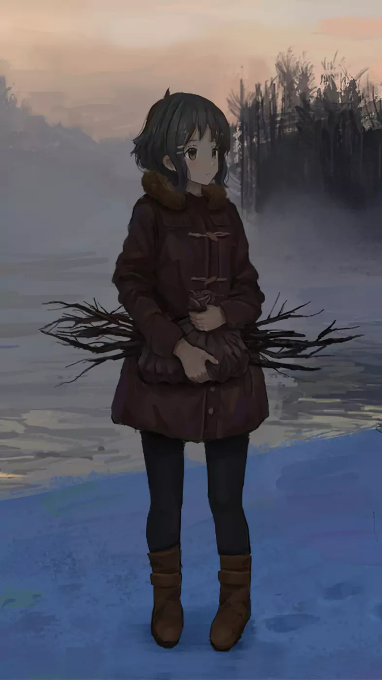 anime girl in winter wallpaper