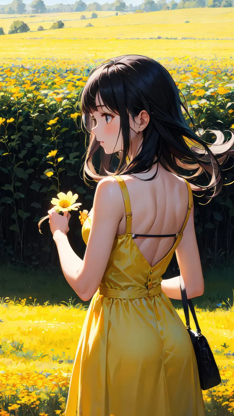 anime girl in yellow dress wallpaper