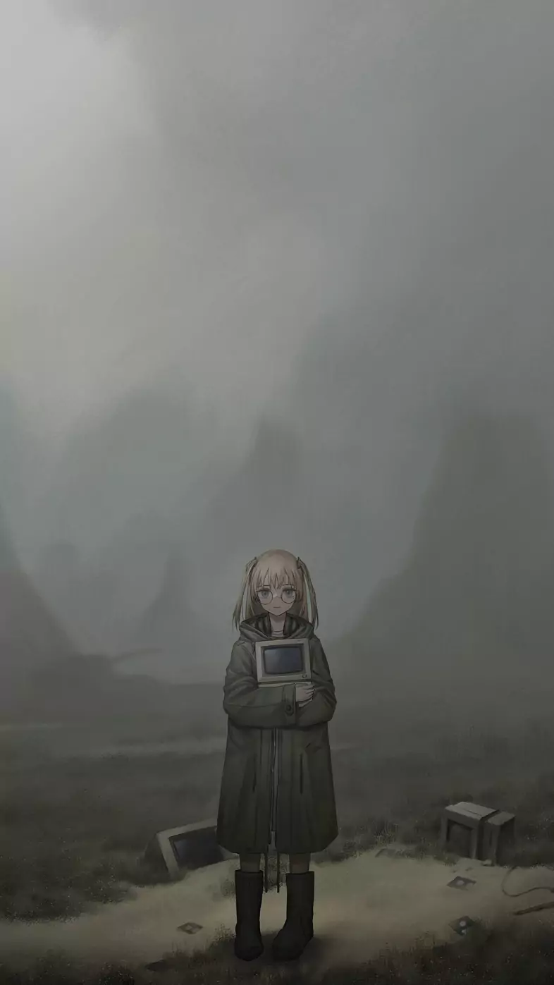 anime girl old computer wallpaper